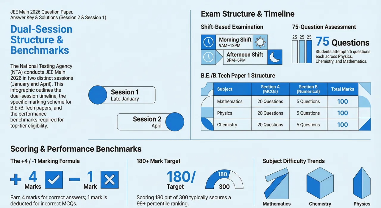 JEE Main 2026 Question Paper, Answer Key & Solutions (Session 2 & Session 1)